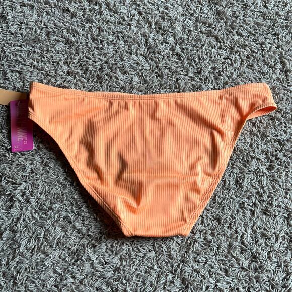 NWT! Juniors' Ninety-Nine° Orange High Leg V-Waist Cheeky Bikini Bottoms Size XL - Picture 2 of 5